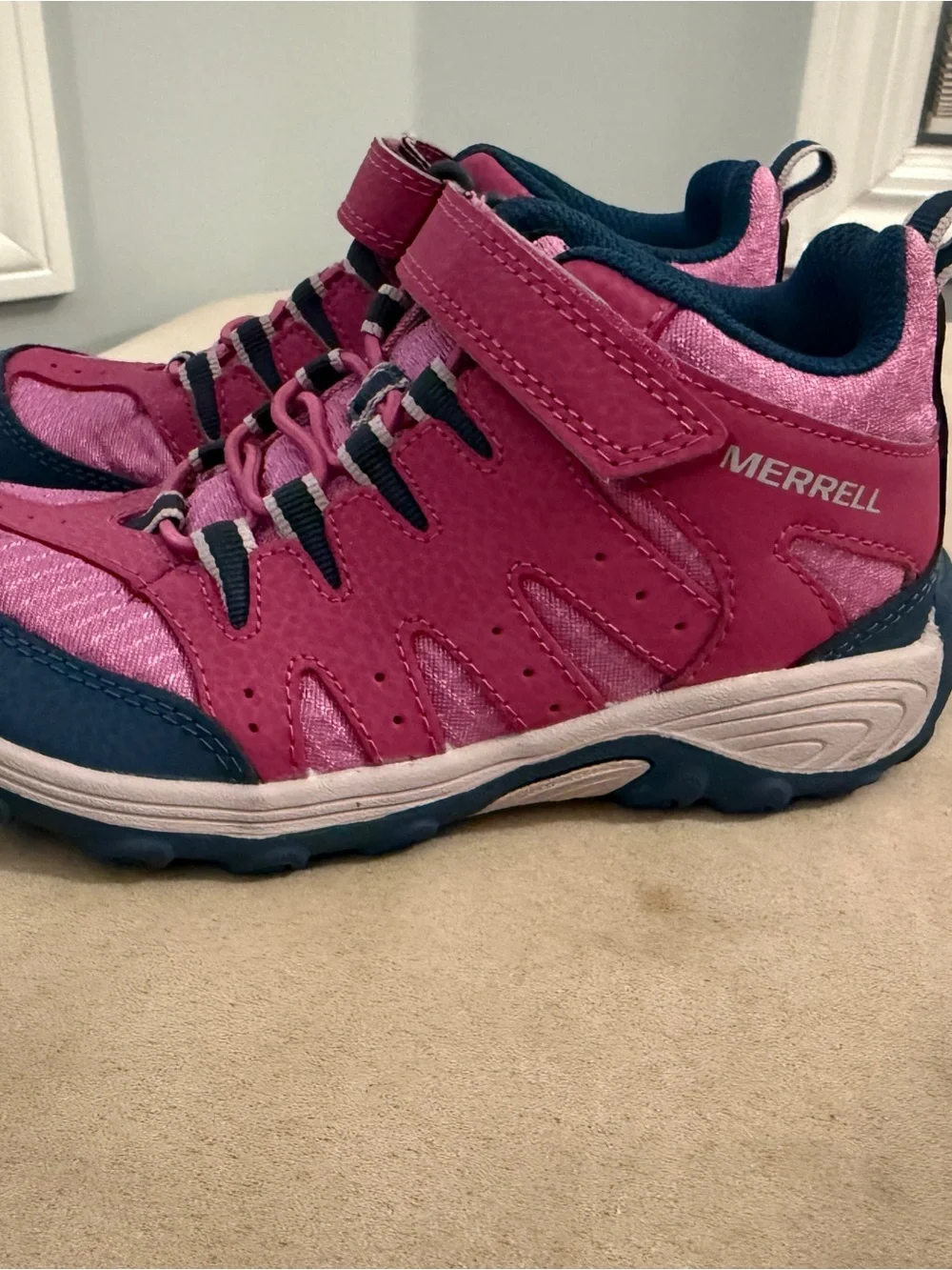 Merrell Kids Pink and Navy Grip Trail Sneakers